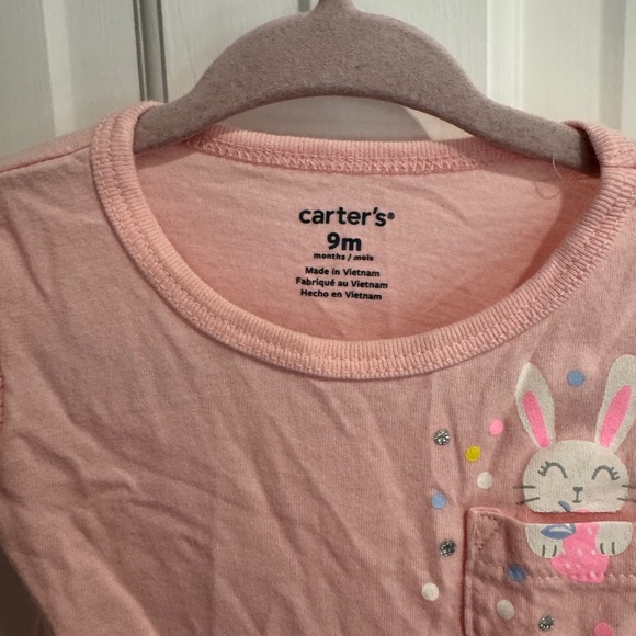 NWOT Carter's 9M Girls Pink Bunny Tulle Short Sleeve Top Blouse for Easter - Picture 3 of 5
